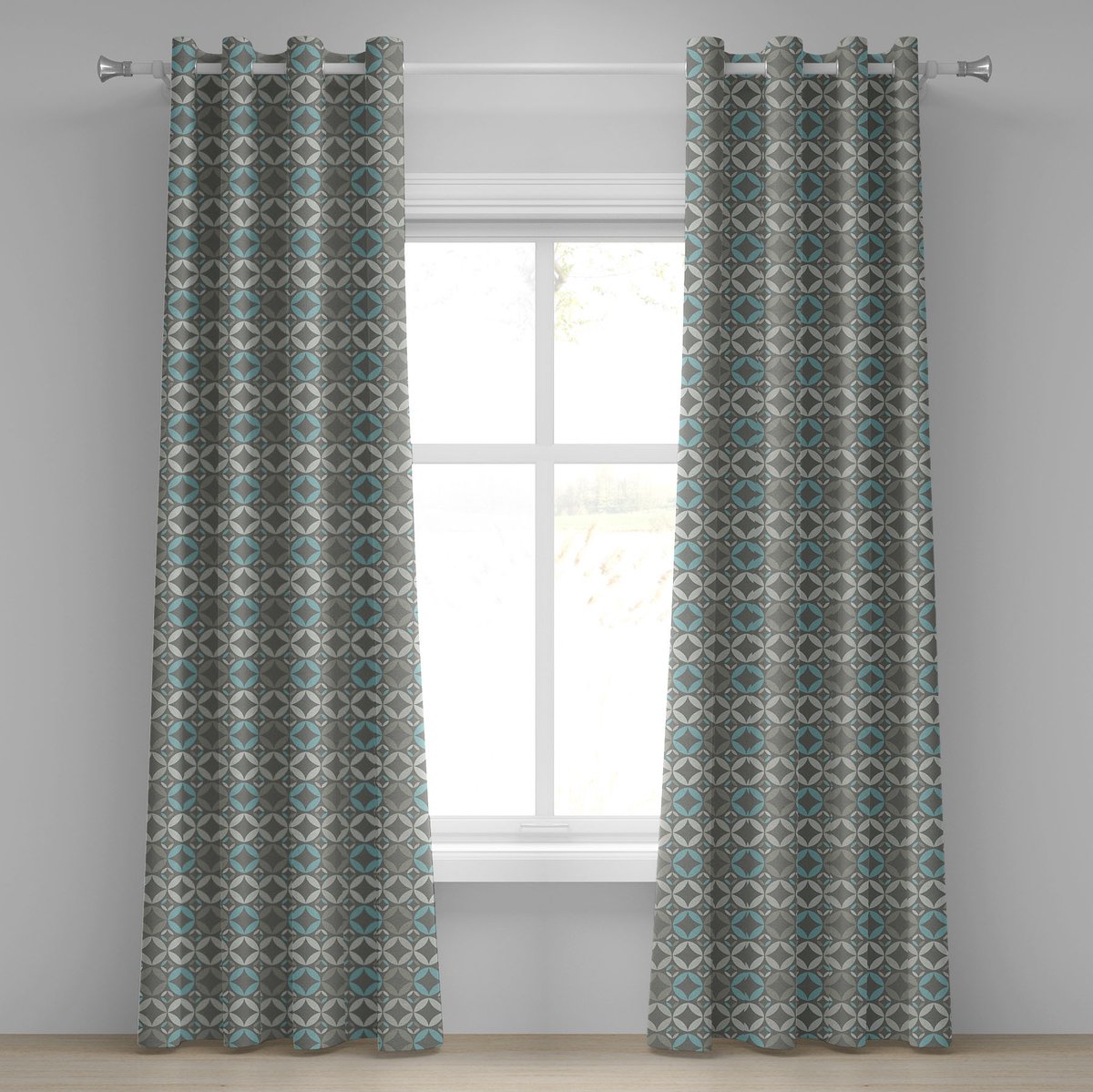 ABAKUHAUS grijs en blauw oogjesgordijn, decoratieve 2-panelige raamgordijnen voor de slaapkamer en woonkamer, 280 cm x 225 cm, grijs lichtblauw Grijs Lichtblauw Lichtgrijs