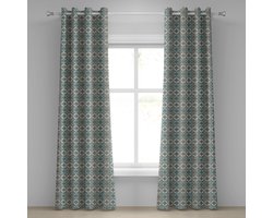 ABAKUHAUS grijs en blauw oogjesgordijn, decoratieve 2-panelige raamgordijnen voor de slaapkamer en woonkamer, 280 cm x 225 cm, grijs lichtbl