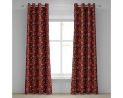 ABAKUHAUS Winter Gordijn met ringen, Vintage Kerst, Decoratieve 2-delige raamgordijnset voor slaapkamer en woonkamer, 280 cm x 225 cm, Vermi