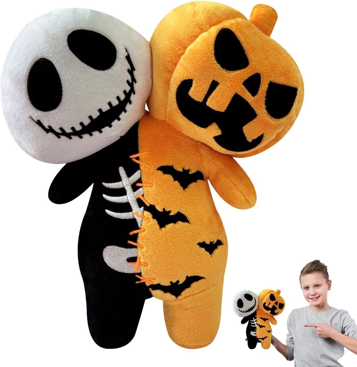 30 cm Skull Pumpkin Kussen, Creatief en Schattig Kussen voor Halloween, Decoratief Kussen voor Kinderen, Perfect als Cadeau voor Kerst en Verjaardag, Zacht voor Bed en Bank