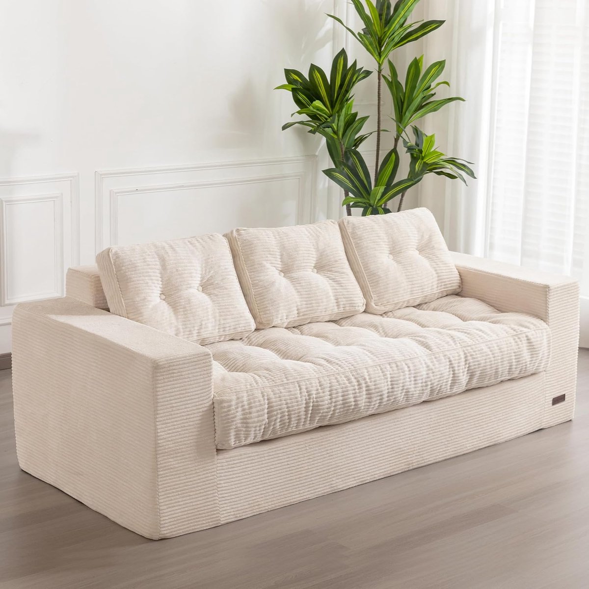 Luxe Corduroy L-vormige Hoekbank - Met Slaapfunctie - 190x85x75 cm - Arqam