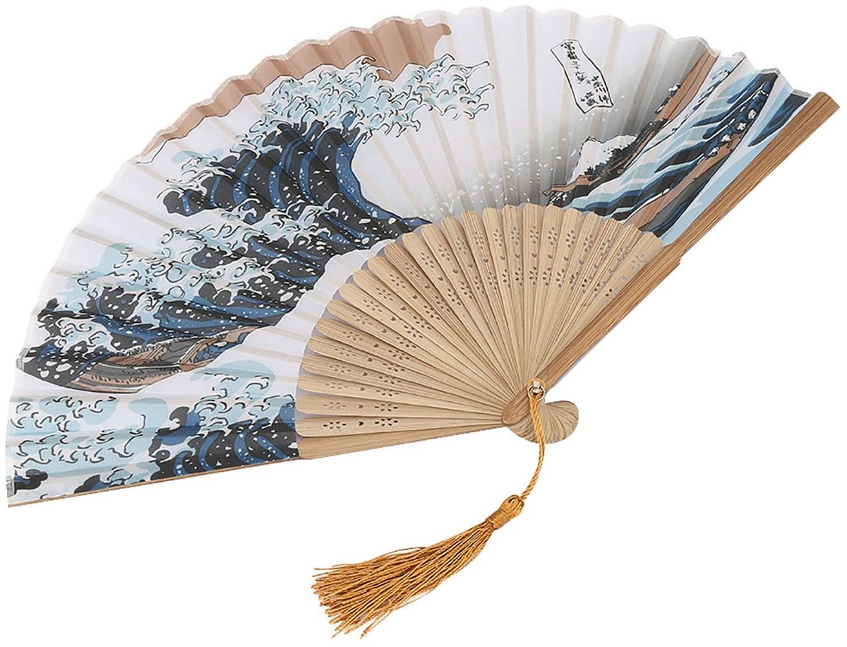 ONF3 - Vouwfan - Japanse Vouwfan - Retro Bamboe Afwerking - Lichtgewicht en Multifunctioneel - Handig voor Warmte - Perfect voor Thuis en Reizen