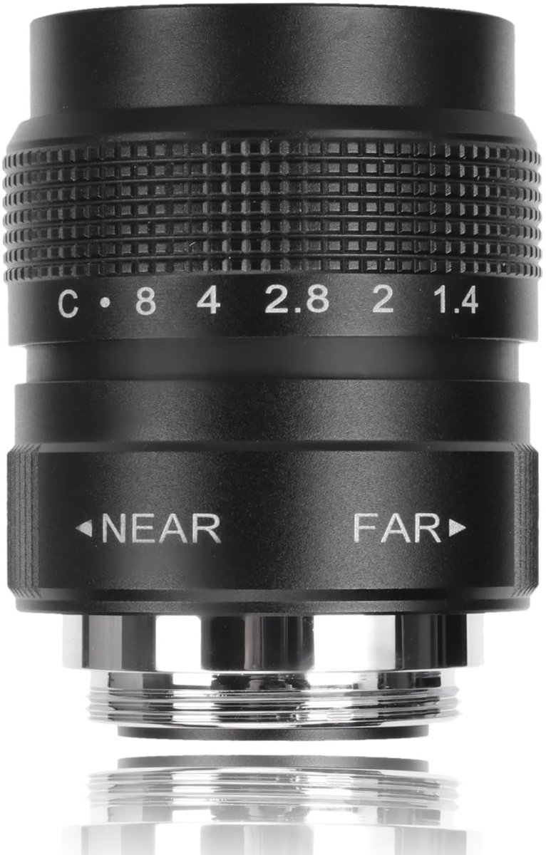 VVGoods - CCTV-lens 25mm F1.4 voor Camera met C-bevestiging, Filmlens voor Bars, Winkels, Parkeerplaatsen, Huizen, Magazijnen - Zwart 19,6cm, 30cm OD