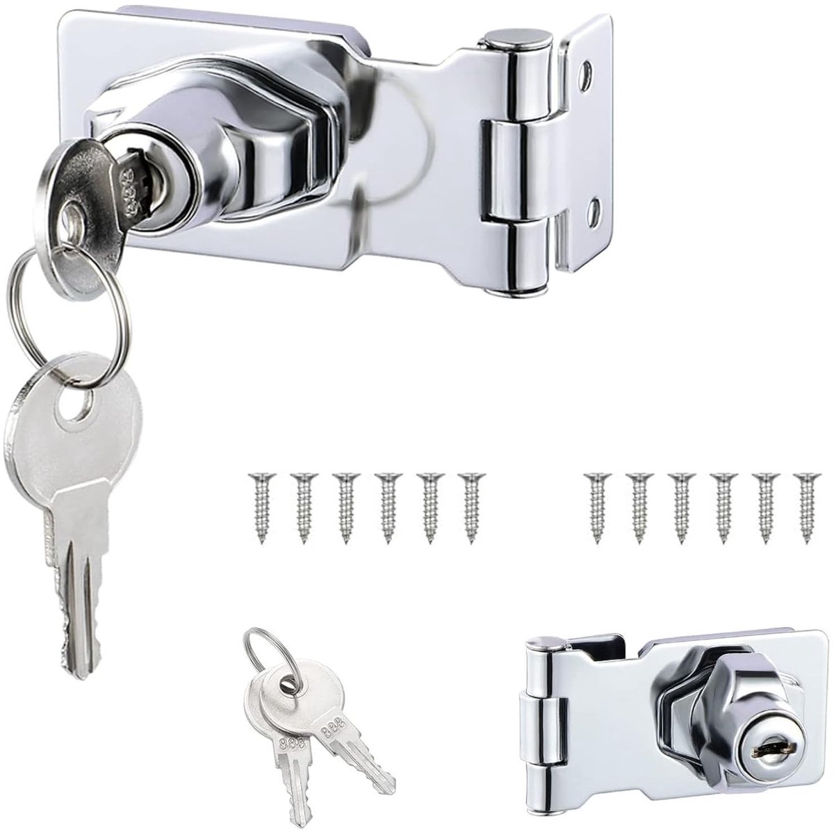 aladdien - Security Hasp - Lockable Robbery - Veiligheidsoplossingen - Zilver - Veiligheidsslot - Ideaal voor deuren en ramen - Stijlvol en functionee