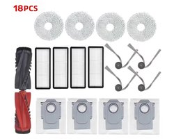 18-delige Accessoireset - Geschikt voor Roborock P20 Pro/Qrevo S5V/Qrevo Curv/Qrevo Edge Robotstofzuiger - 2 Hoofdborstel, 4 Doeken, 4 Filters, 4 Zijborstels, 4 Stofzakken
