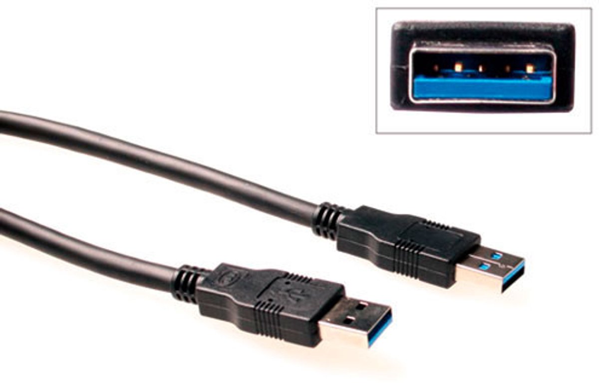ACT SB3002 USB 3.0 A male - USB A male | Zwart | 2 meter