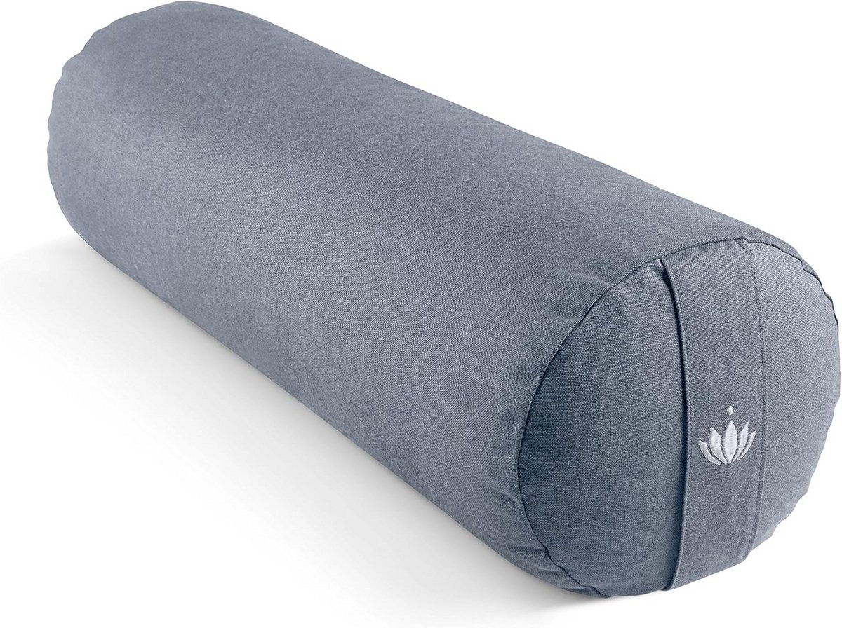 Yoga Rol - Cilinder Kussen - Rustgevende Yoga - Wasbare Katoenen Hoes - 64 cm Lengte - Grijs
