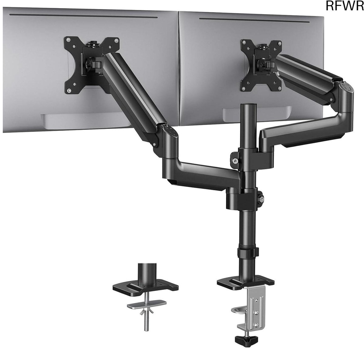 Dubbele monitorarm - Scherm standaard - Ergonomisch werken - Volledige bewegingsvrijheid - Tot 32 inch - Zwart
