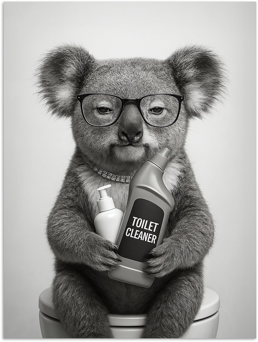 Poster 60x80 cm - Koala - Bril - Toilet - Posters - Kamer decoratie - Wanddecoratie woonka