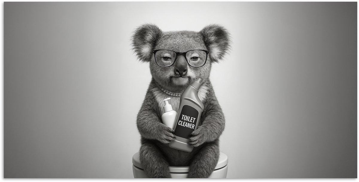 Poster 80x40 cm - Koala - Bril - Toilet - Posters - Kamer decoratie - Wanddecoratie woonka