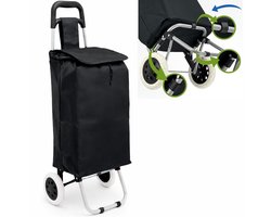 Dreamble® - Opvouwbare Boodschappentrolley - 46 Liter - Extra Stabiel dankzij 5 Bevestigingspunten - Zwart