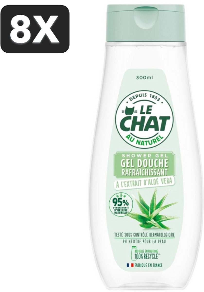 8 x Le Chat - Douchegel - PH Neutraal - Met Extract Van Aloë Vera - Verfrissend - 300 ml