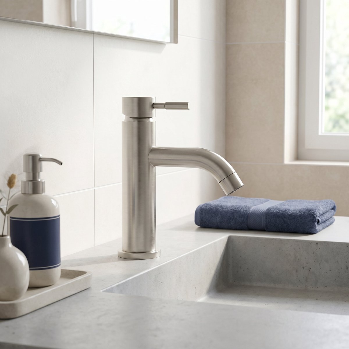 Wastafelkraan - eenhendel mengkraan - koud en warm water - keramische cartouche - waterbesparend - verchroomd metaal - modern - zilver