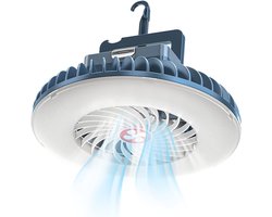 Kampeerfan - LED Campinglamp - Draagbare Ventilator Lamp - USB - Tentkoeling - Campingverlichting - Outdoor kampeeraccessoires - Plafondventilator met verlichting - Geschikt voor buitenactiviteiten, kamperen, kantoor en andere gelegenheden - Blauw