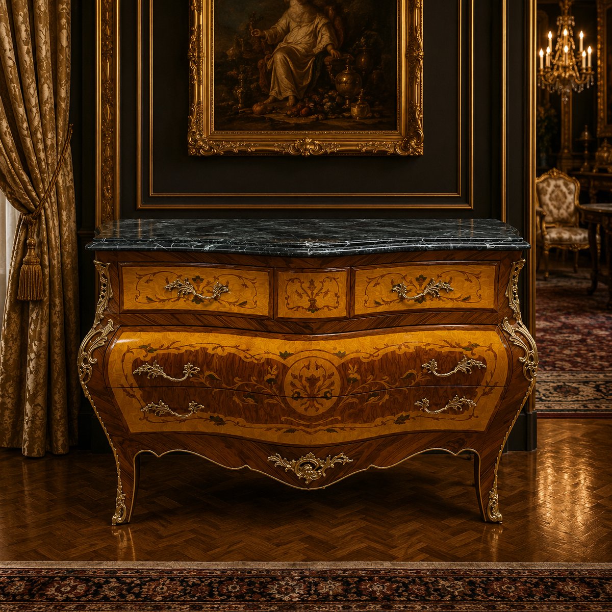 Franse Commode Marmeren Blad Bourgogne