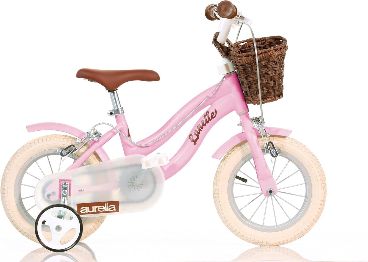 Dino Bikes Retro Meisjesfiets 12 Inch Roze met Zijwieltjes – Meisjesfiets 3-5 Jaar