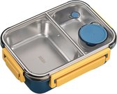 Lunchbox - Geïsoleerde bento box - 304 RVS lunchbox met bestek - Luxe broodtrommel met 3 vakken - Bento-lunchbox voor kantoor en school - 850ml - roze
