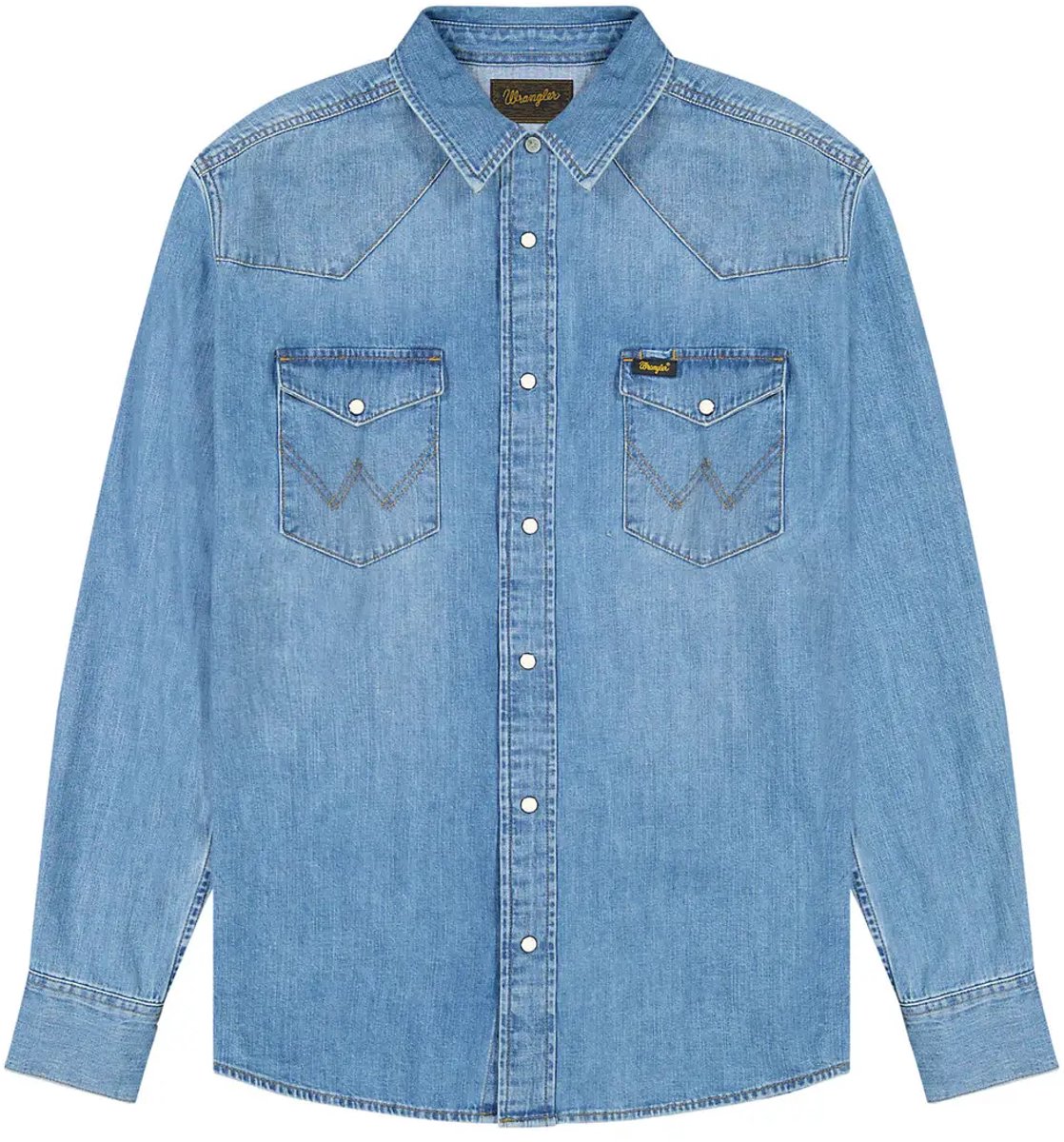 Wrangler Western Overhemd Met Lange Mouwen S Man Mid Light Wash