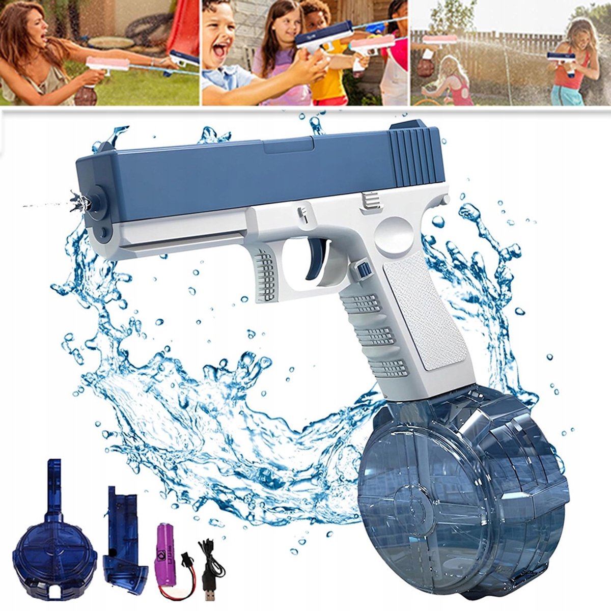 Elektrisch Waterpistool - Automatisch Waterpistool Met USB-Oplaadfunctie - Waterpistolen Voor Zwembad Strandfeest Zomerse Buitenspeelgoed Voor Kinderen Van 3-12 Jaar