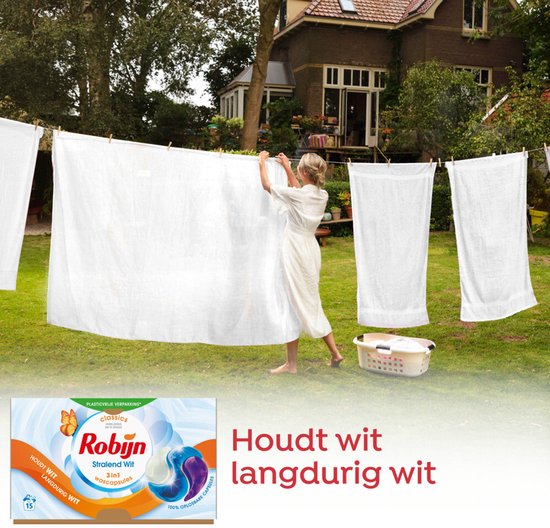Capsules de lessive Robijn Radiant White 3 en 1 - 4 x 15 lavages - Pack économique