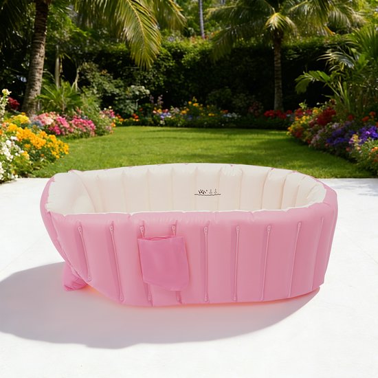 Babybadje Opblaasbaar Kinderbad 77*40*25cm Roze Draagbaar Opvouwbaar Reisbad Mini-Luchtzwembad — afbeelding 5