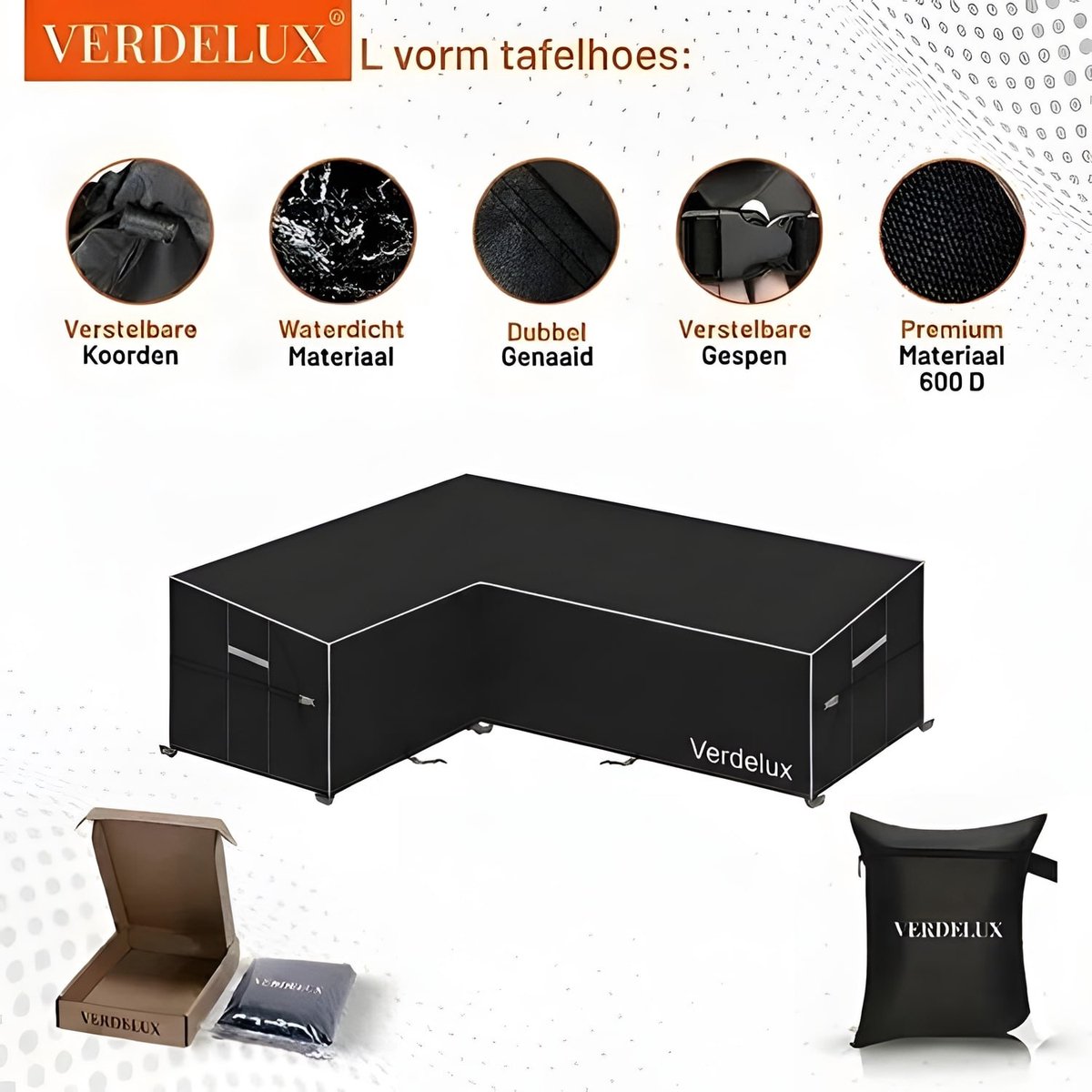 Loungesethoes Verdelux 270x210x80 cm Zwart Waterdicht met Opbergtas
