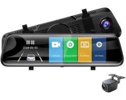 10-inch Touchscreen Spiegel Dashcam – Dubbel Voor- en Achterobjectief – Full HD Videorecorder met Live Stream – Nachtzicht en Parkeermodus