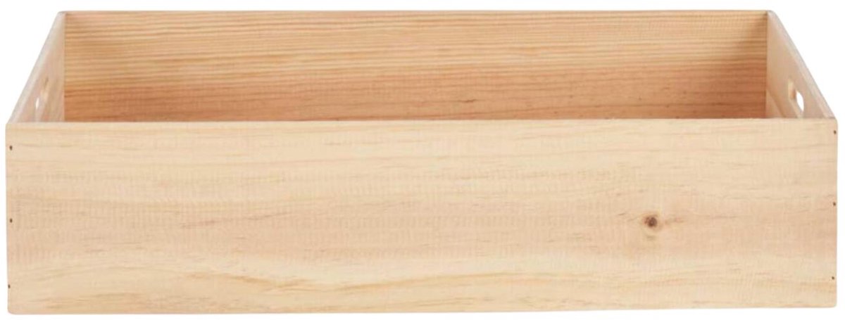 Home&styling opbergbox Praag - 1x - 60 x 40 x 14 cm - hout - natuurlijke look - opbergkist