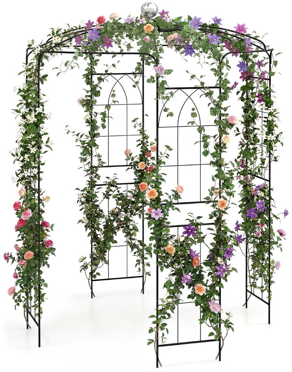 Tuinboog - 206 x 286cm - massief - weerbestendig - Zwart
