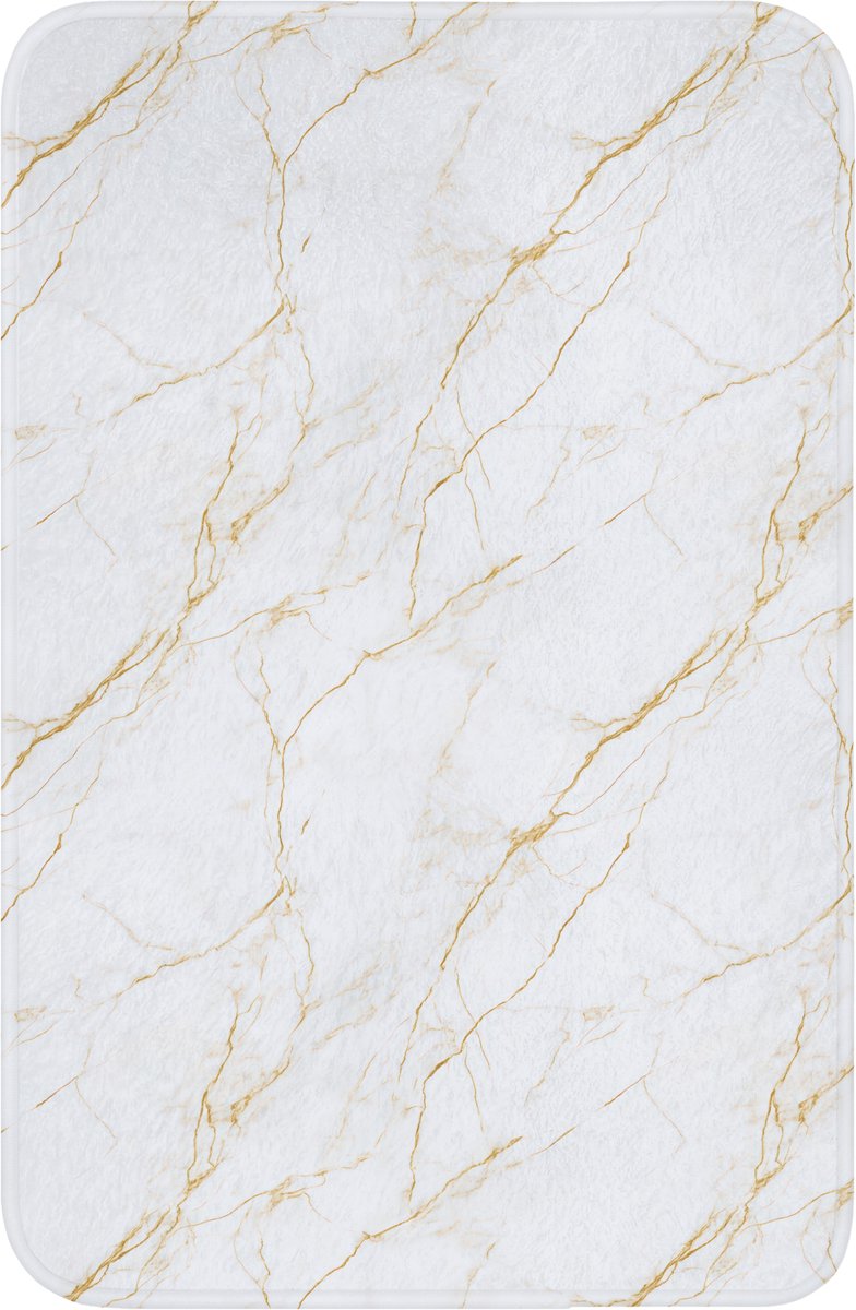 WC mat 40x60 cm - Antislip - Wit - Marmer - Goud - Luxueus - Toiletmat - Vloermat - Douche