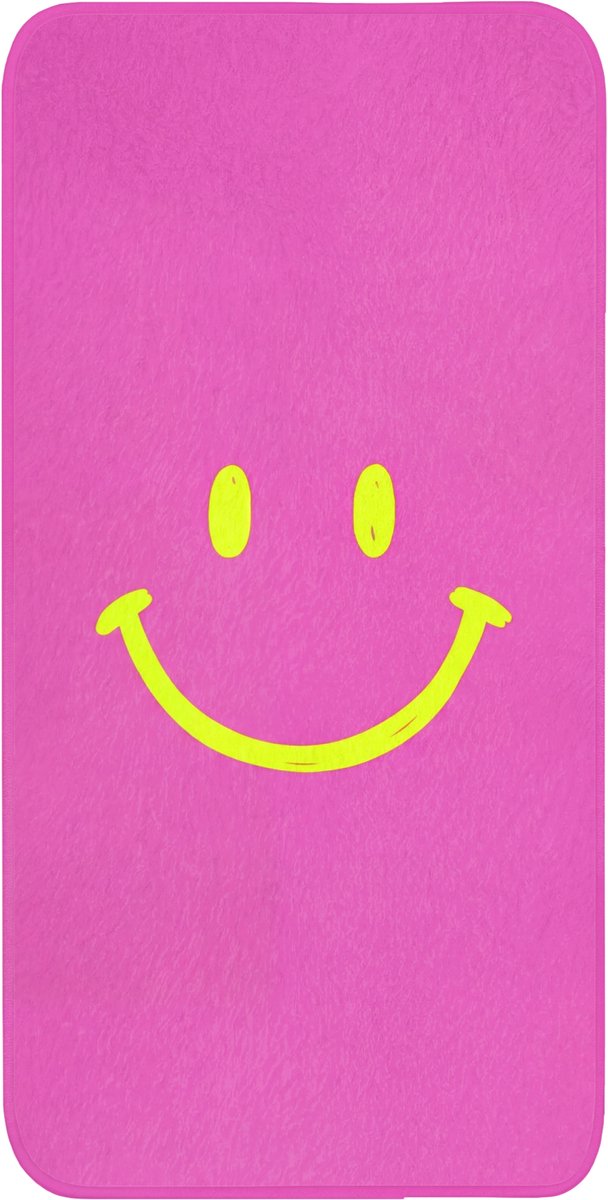 Badmat 60x120 cm - Antislip - Smiley - Vrolijk - Roze - Badmatten voor badkamer - Badkamermat - Douchemat - Badkamer mat