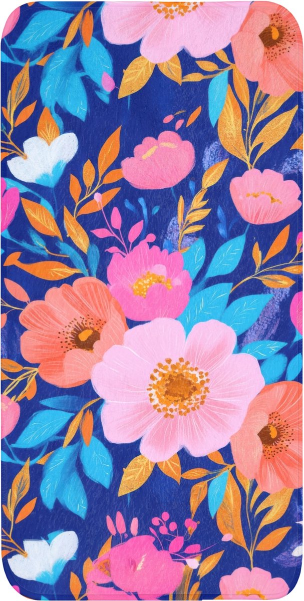 Badmat 60x120 cm - Antislip - Bloemen - Blauw - Roze - Badmatten voor badkamer - Badkamermat - Douchemat - Badkamer mat