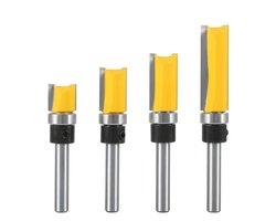 WiseGoods Premium Freesbits Set Van 4 Met Bovenlager - 1/4 Inch Schacht Bits Voor Houtbewerking - Vlakfrezen & Afwerking - Tools