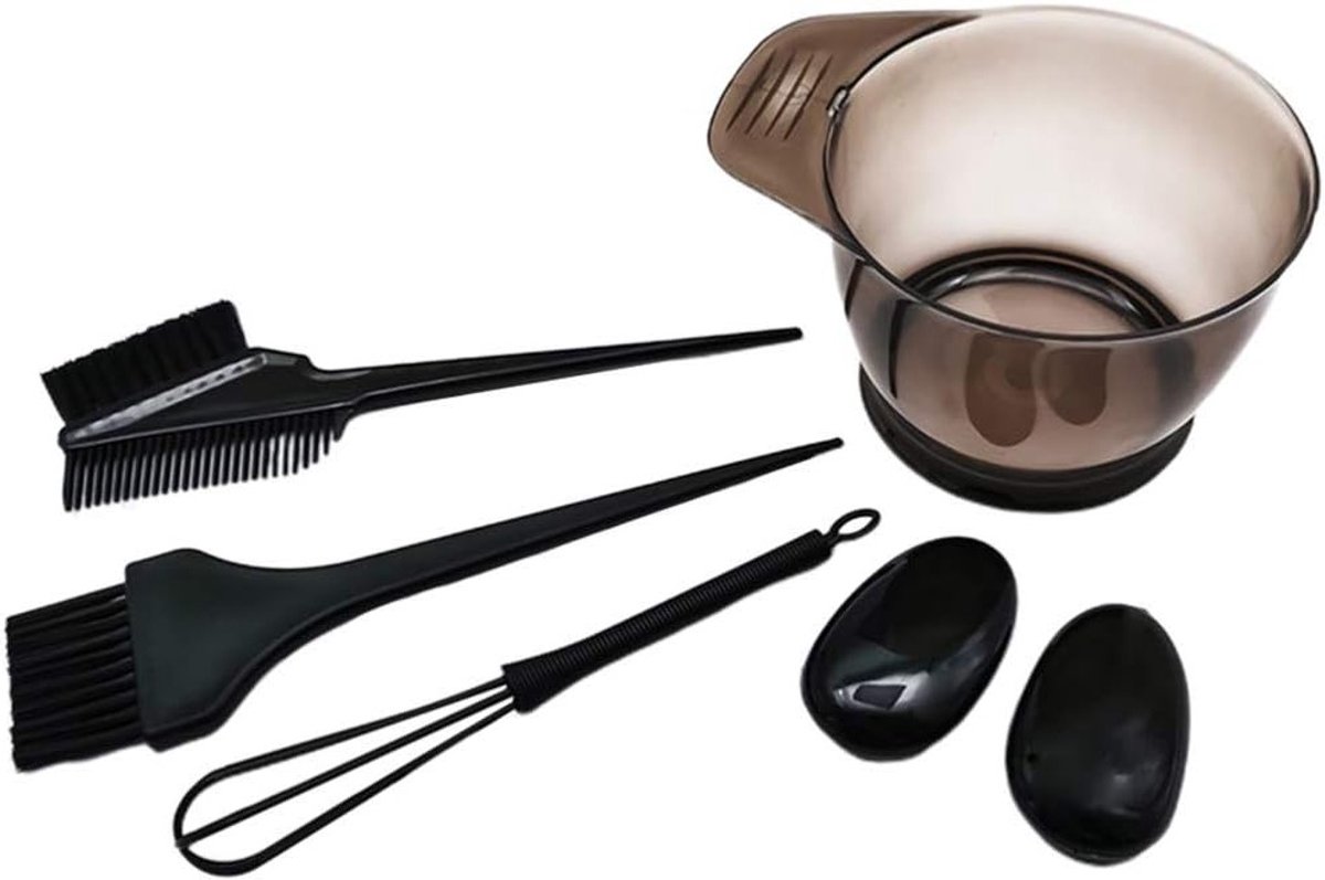 Set van 5 haarkleuraccessoires met verfkwasten, verfschalen en siliconen oorbeschermers voor kapsalon gebruik, ideaal voor haarverf en styling