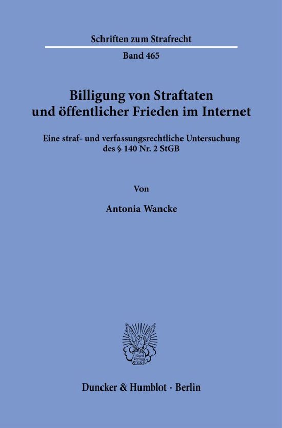 Schriften zum Strafrecht465- Billigung von Straftaten und ö ... - cover