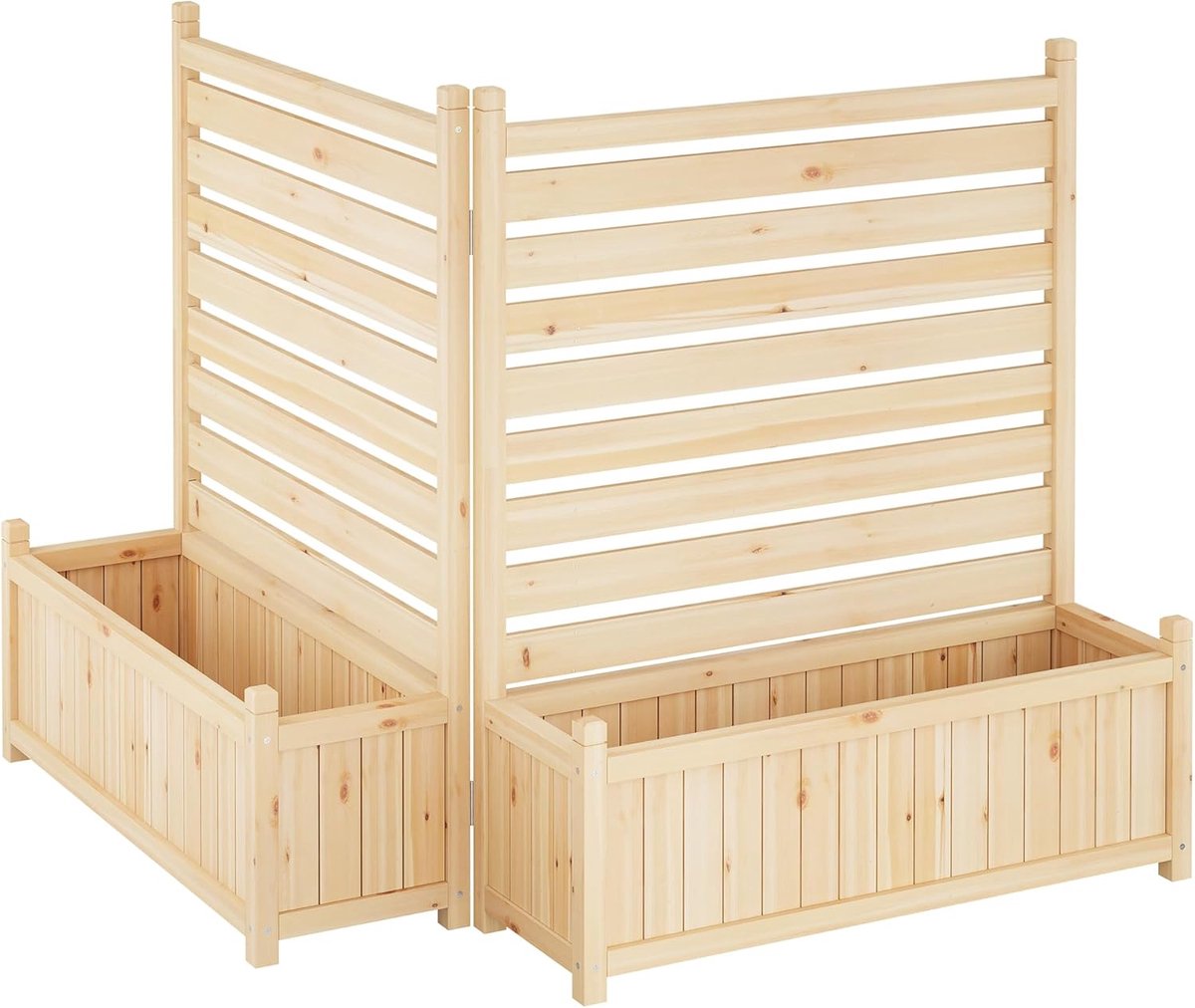 Houten Privacyscherm met Plantenbak - Airco Ombouw Buiten - Kliko Ombouw & Zwembadpomp Scherm - Zonder Boren of Graven - 2 Panelen