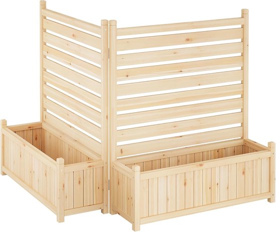 Houten Privacyscherm met Plantenbak - Airco Ombouw Buiten - Kliko Ombouw & Zwembadpomp Scherm - Zonder Boren of Graven - 2 Panelen