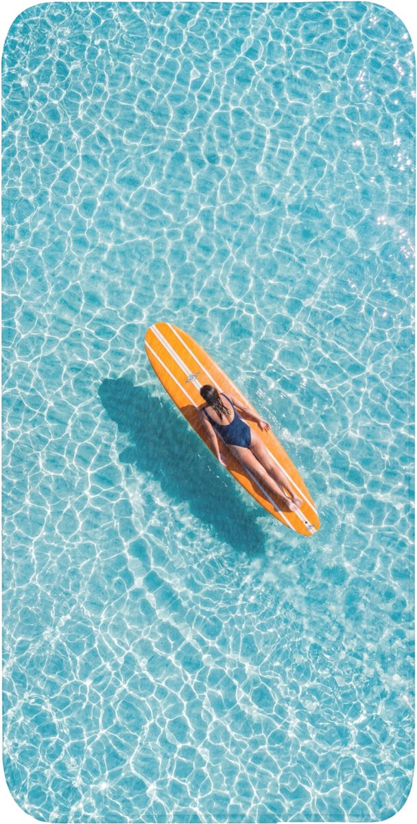 Badmat 60x120 cm - Antislip - Surfboard - Water - Badpak - Oranje - Badmatten voor badkamer - Badkamermat - Douchemat - Badkamer mat