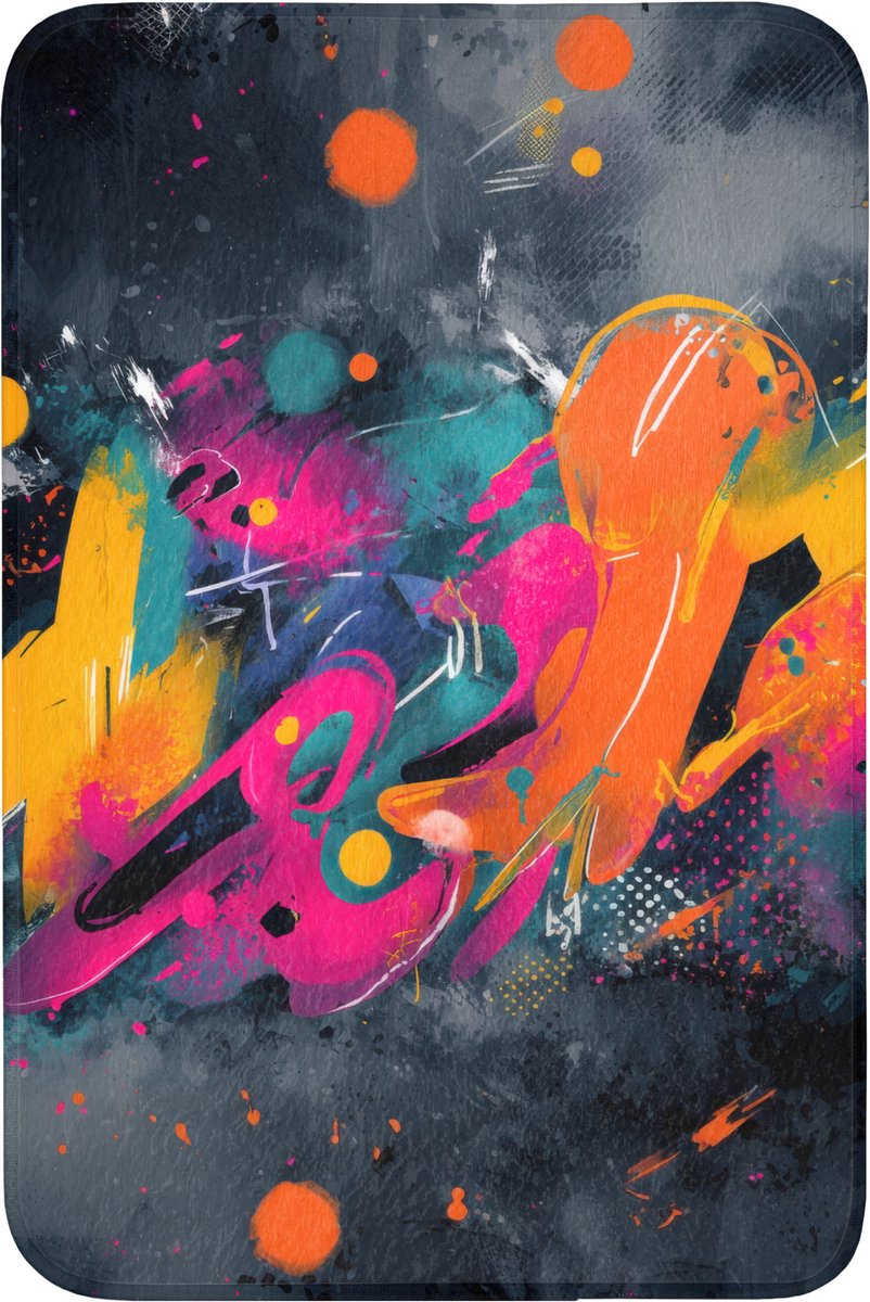 WC mat 60x90 cm - Antislip - Abstract - Graffiti - Kleurrijk - Verfspatten - Toiletmat - V