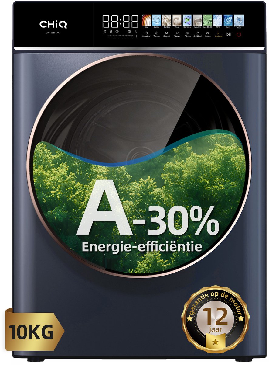Bol.com CHiQ CW106581AX - Wasmachine - 10 KG - Full Service - Space Pro - A-30% - 13.5 Inch Led-Touchscreen - 12 programma's - A... aanbieding