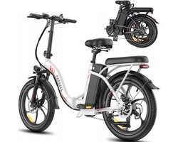 Fafrees F20+ Opvouwbare E-Bike Wit, 25km/h Max Snelheid, 20Ah Accu & 250W Motor, 90km Actieradius, 7 Versnellingen Shimano, 20x3.0 Robuuste Banden, 160mm Schijfremmen, Voorvering, LED Koplamp/Achterlicht