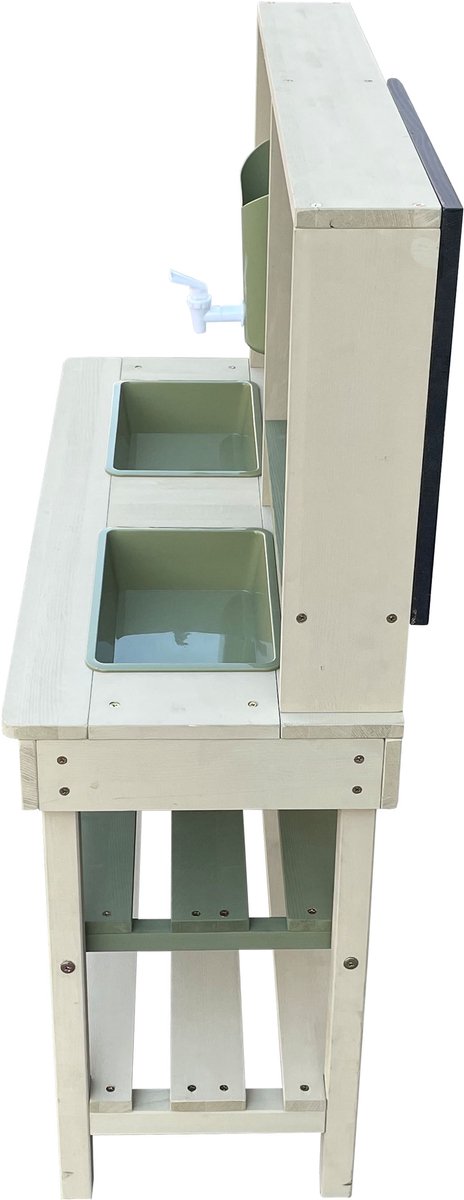 AXI Sev Zand & Water Speelkeuken Grijs/groen – Met Krijtbord - Incl. 3-delige Accessoire Set – Modder Keuken — afbeelding 3