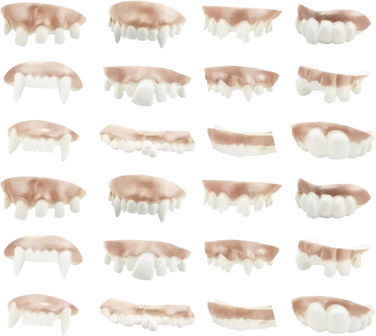 24 Stuks Grappige Demon Tanden voor Halloween Kostuum, Nep Tanden voor Feest en Foto Props, Perfect voor Kinderen en Volwassenen
