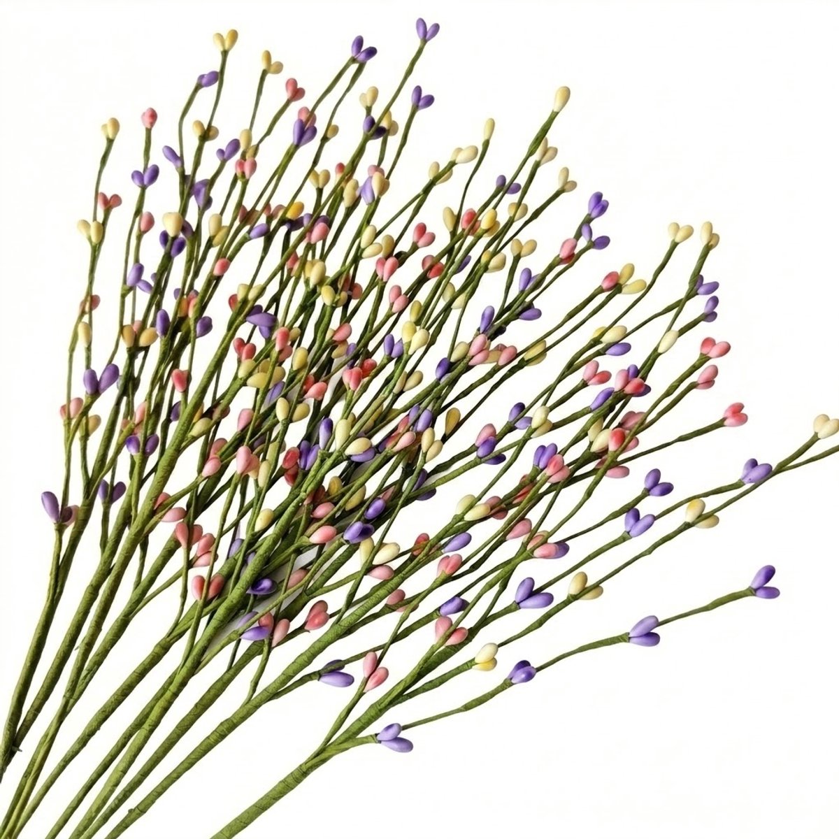 NUVEX Groene kunstbloemen takken met gekleurde bessen set van 10 stuks kunstbloemen decoratie voor vaas tafel DIY interieur Multicolor