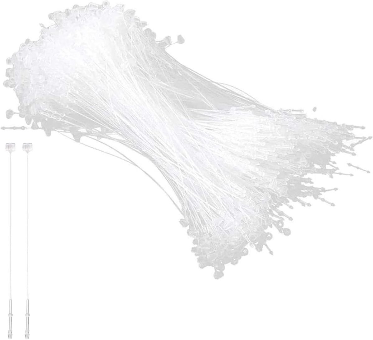 2000 Stuks Veiligheidsdraden voor Prijslabels, Luspins en Prijsetiketten, Geschikt voor Diverse Toepassingen en Eenvoudig in Gebruik (Transparant, 125mm)
