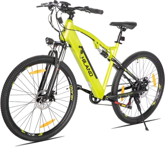Hiland Spokane Elektrische Mountainbike - 27.5 Inch - Full Suspension - 250W Motor - Shimano 7 Versnellingen - Mechanische Schijfremmen - Groen — afbeelding 2