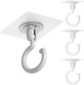 zelfklevende haken plafond extra sterk - 4 stuks zelfklevende transparante plafondhaken zonder boren, waterdichte muurhaken voor badkamer keuken kantoor slaapkamer