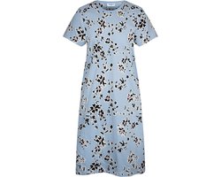Gaubert Essential Dames Nachthemd Korte Mouw - Premium Gekamd Katoen - Bloemetjes - Lichtblauw - Maat L - GB-6814