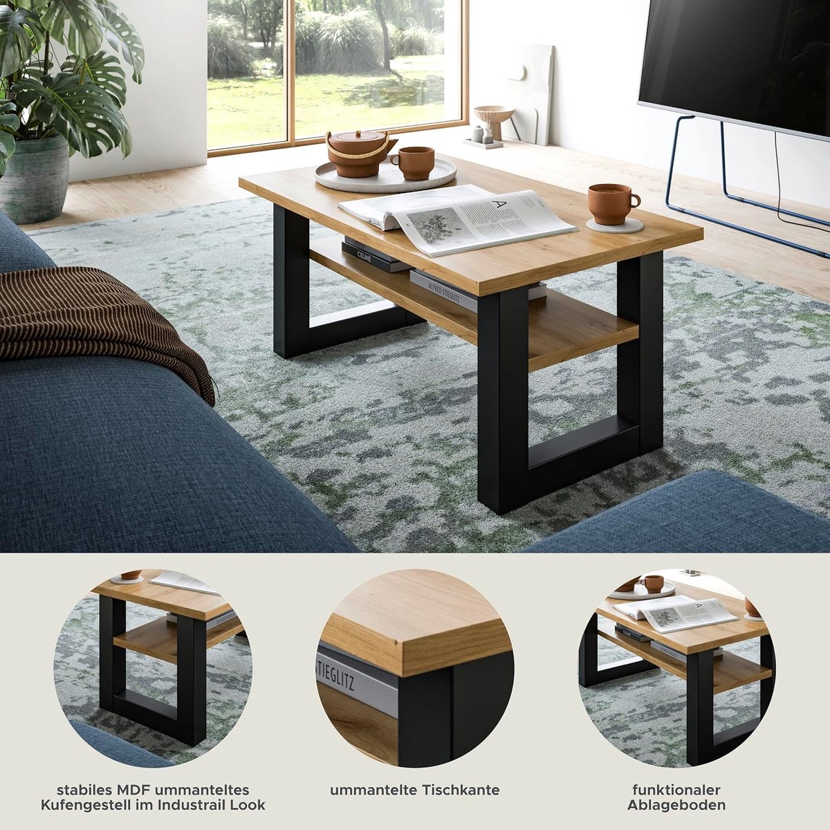 Luxe Salontafel – Eiken – 90x42x50 cm – Industrohome