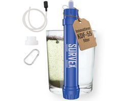 SURVEX Waterfilter XL 4000L voor Noodpakket - Waterfilter Survival & Outdoor - Waterfilter Rietje - Personal Water Filter Straw - KDF-55 Filter - Waterzuivering voor Wandelen & Kamperen - Waterzuiveringsapparaat Drinkwater - BPA-vrij - Blauw